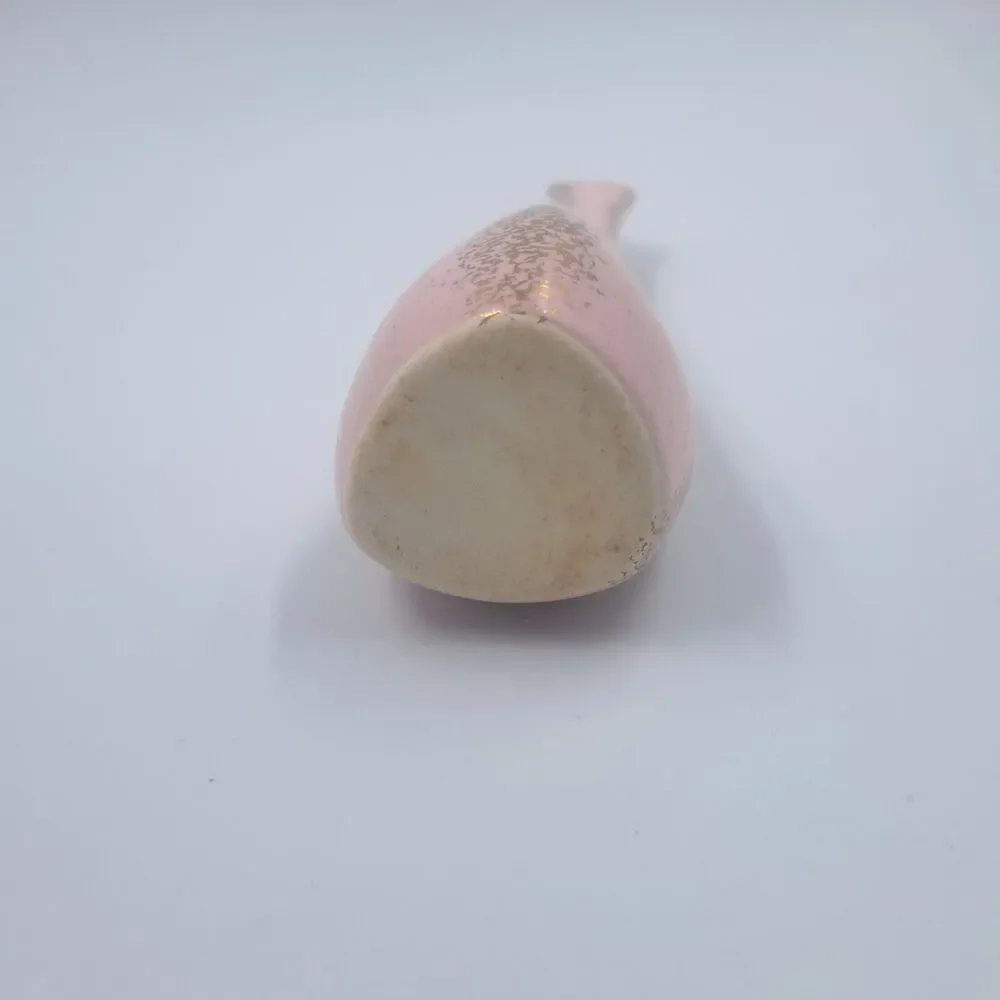 Pink & Gold Speckled Twisted Stem Ceramic Vase
